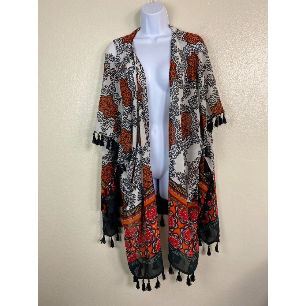 Boho Floral Kimono Cardigan Tassels Live 4 Truth size Large Resort Boho vacation